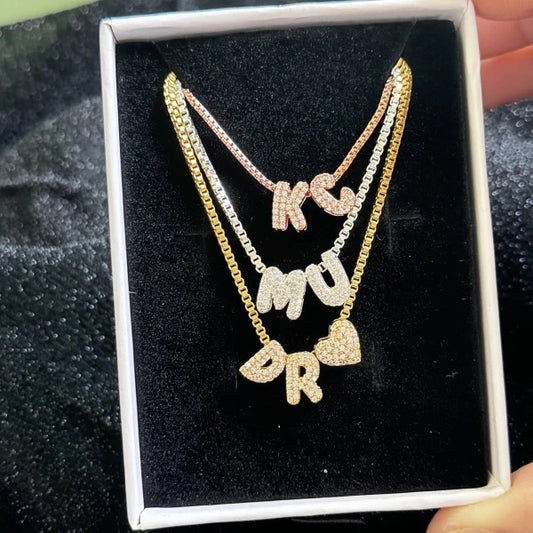 Bubble Letter Initial Necklace