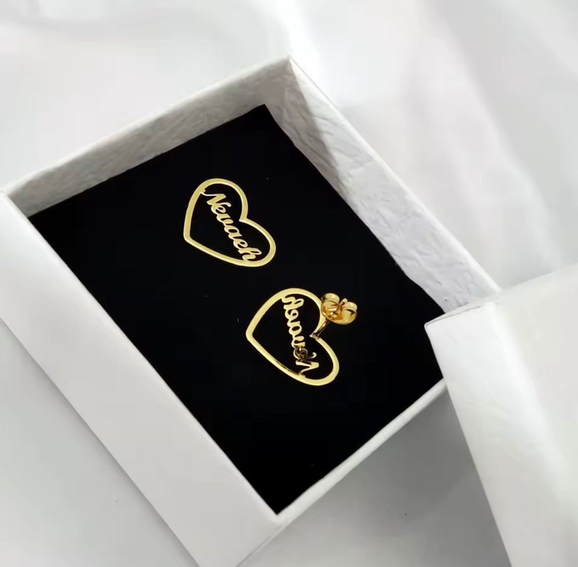 Heart engraved custom earrings