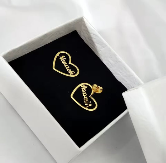 Heart engraved custom earrings